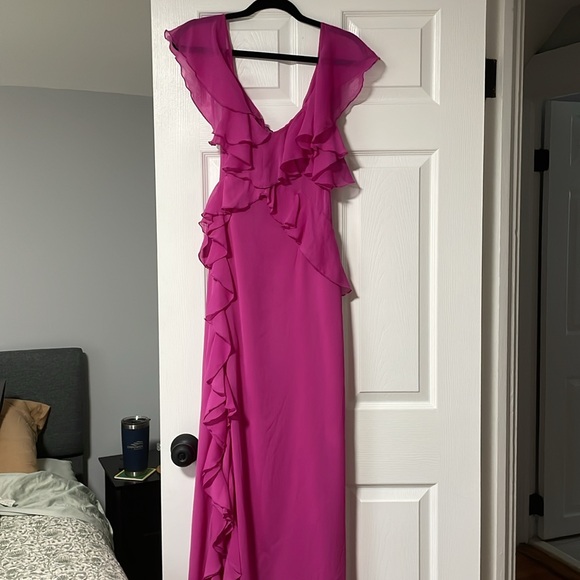 Zara magenta ruffled gown - Picture 3 of 5